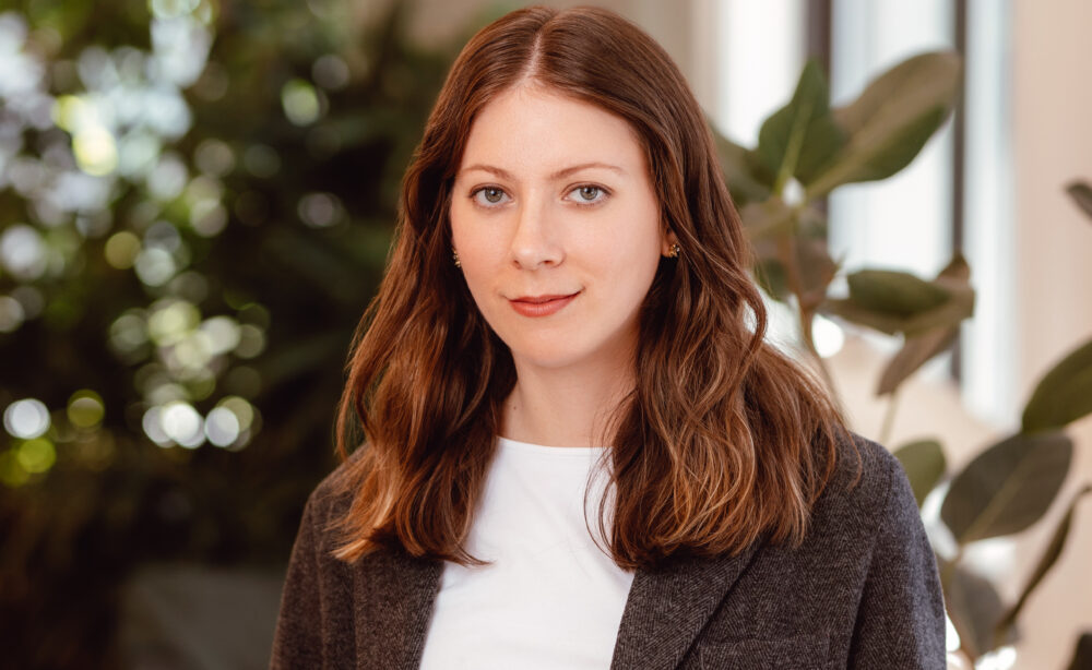 photo of a woman with a blurry background
