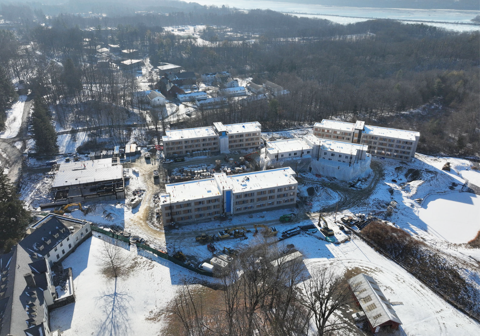 Aerial shot of a construction project underway