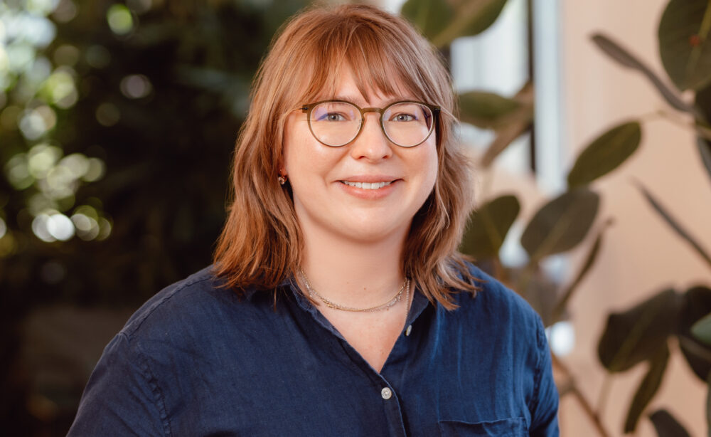 photo of a woman with a blurry background