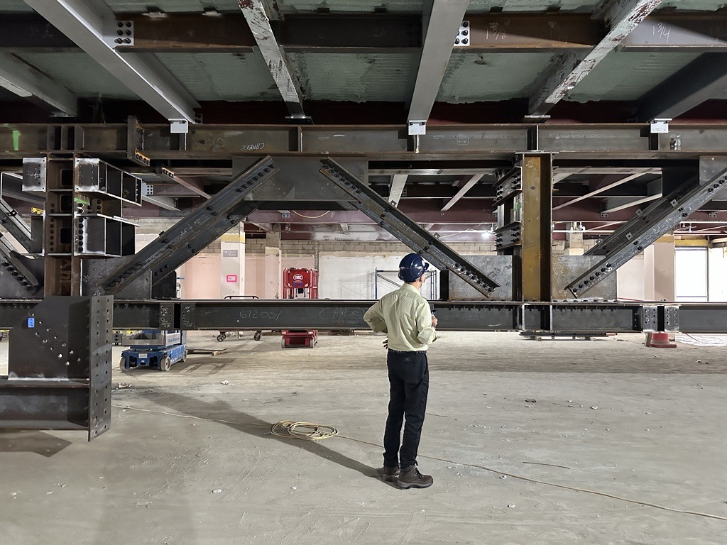 Installation of new truss in historic theater