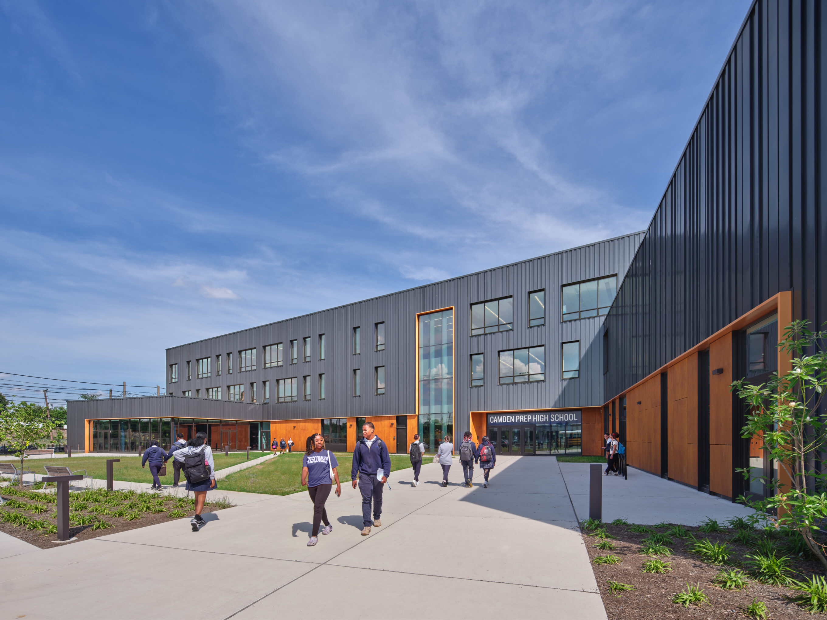 exterior photo of a new high school building