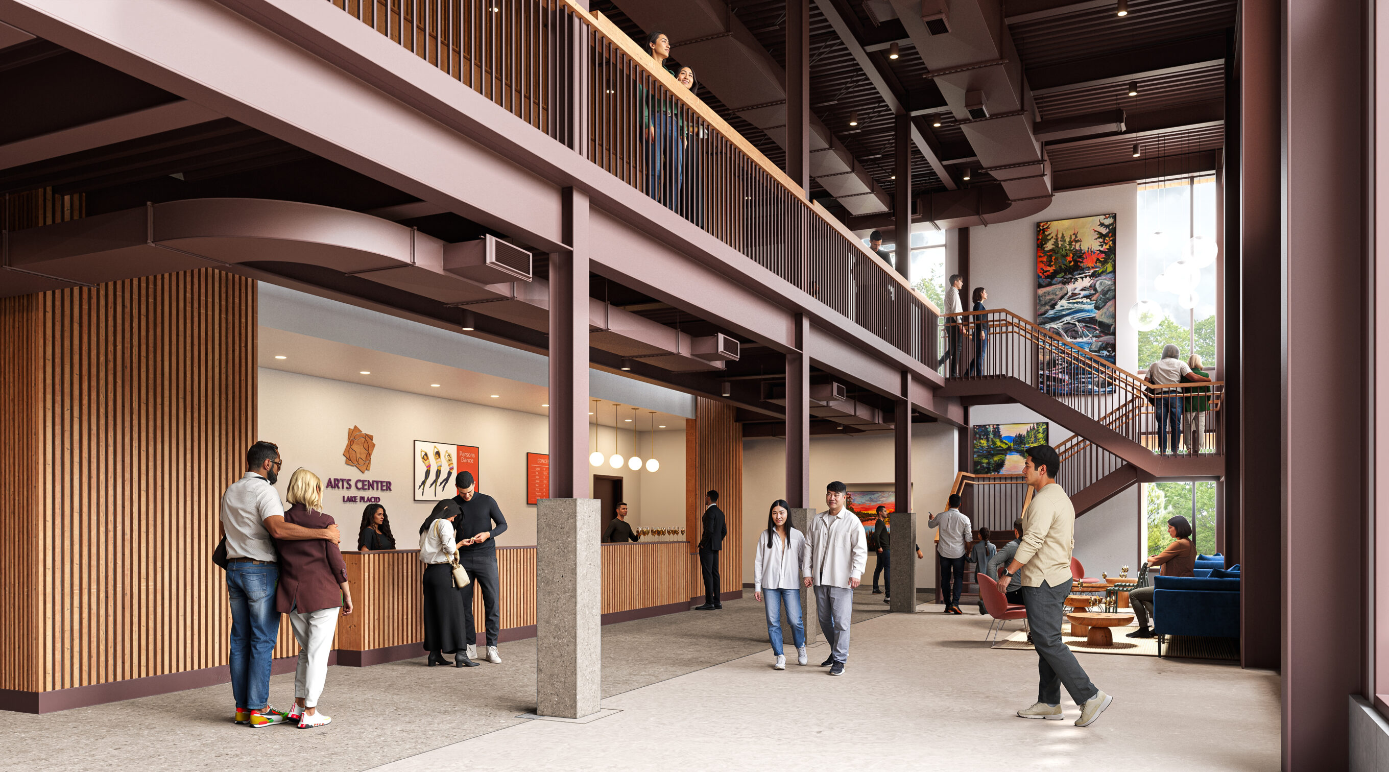 Rendering of double-height lobby