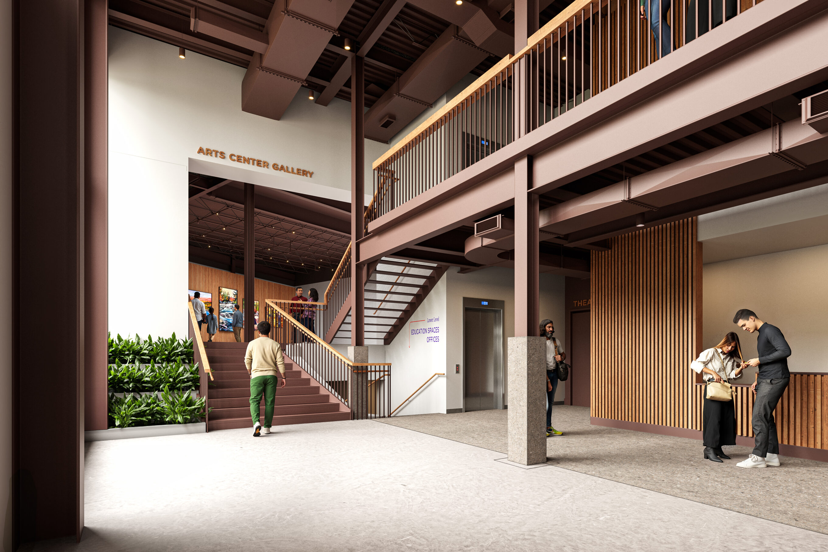 Rendering of double-height lobby