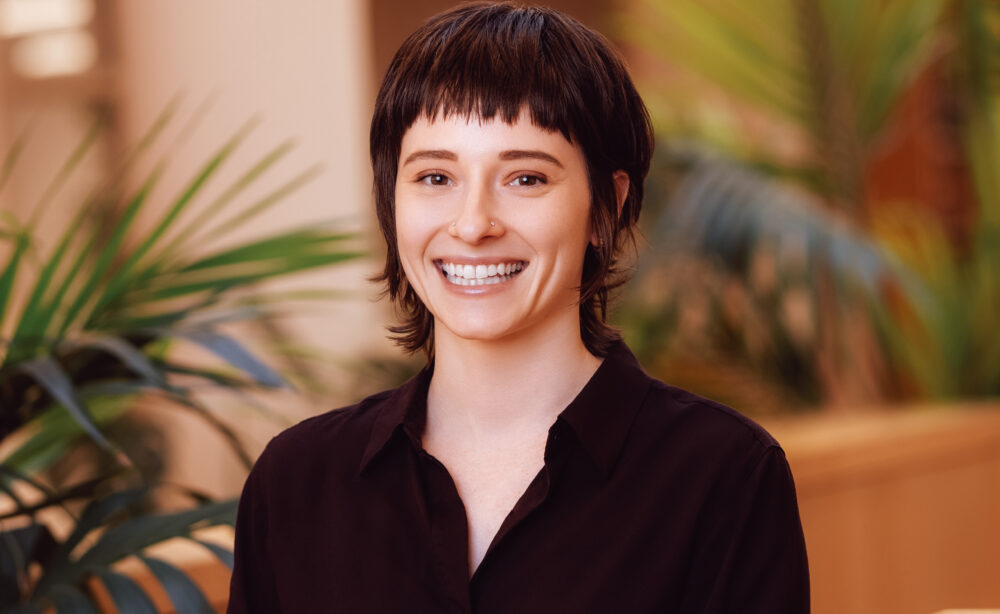 photo of a woman with a blurry background