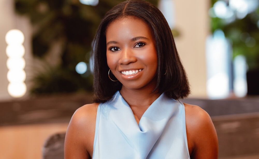photo of a woman with a blurry background