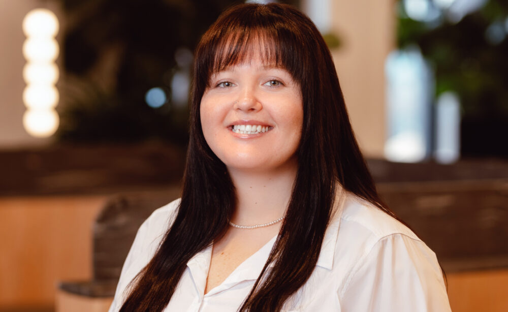 photo of a woman with a blurry background